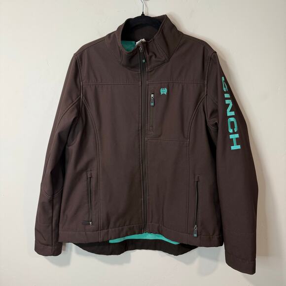 Cinch Women's Conceal Carry Bonded Jacket Brown XL Arm Logo Shell Full Zip - Picture 1 of 9